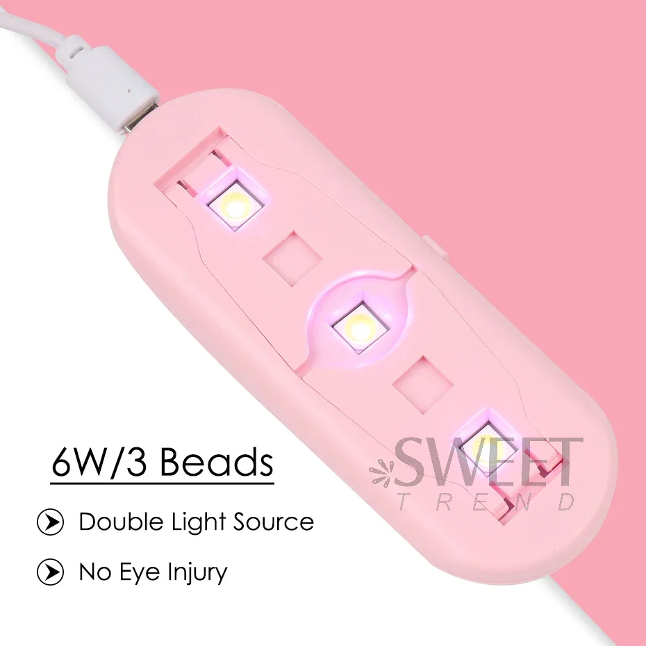 6W Mini UV LED Nail Dryer Portable Phototherapy Light Manicure Machine Varnish Curing Tools USB Cable Lamp Drying Nail Equipment