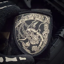Premium Reaper Skull Embroidered Morale Tactical Velcros Patch Hook and Loop Badge for Clothing, Armband, Molle Backpack, Jacket