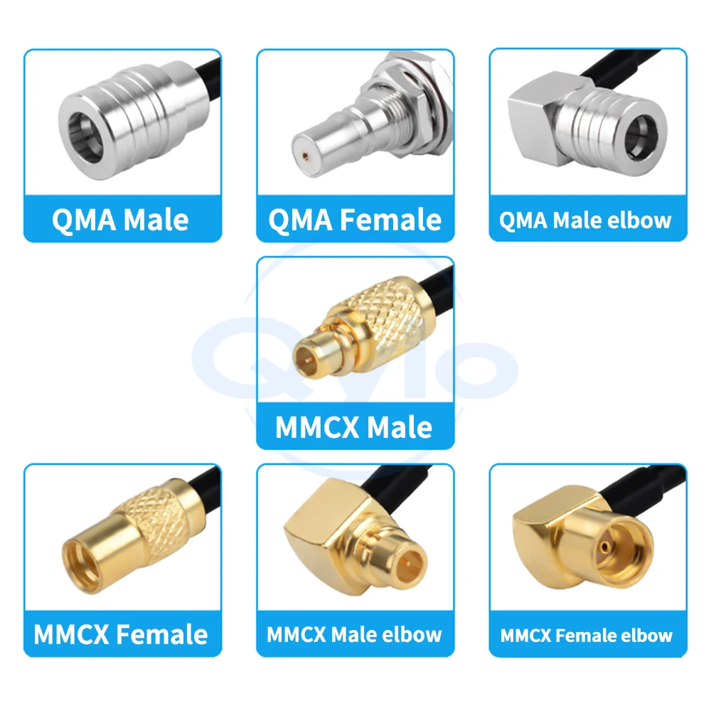 QMA to MMCX Male/Female Adapter Cable Connection Cable Antenna RF Extension Cable High Flexibility RG174 TPU Cable (1 pcs)