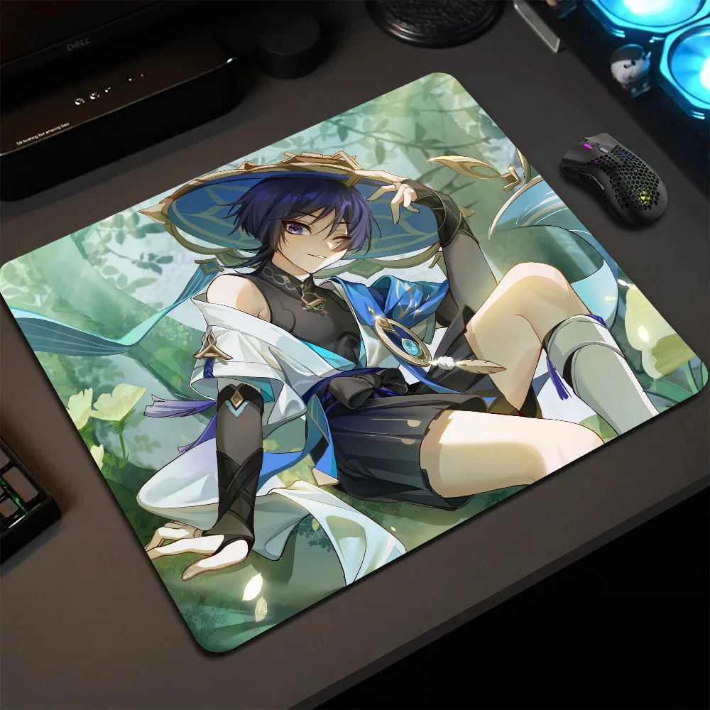 

Wanderer Genshin Impact Mousepad Small LockEdge Mouse Pad For Gamers Computer Desk Pad Rectangular Anti-slip Rubber