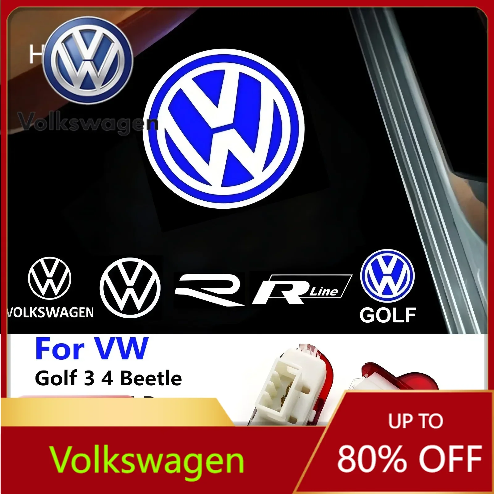 

Для VOLKSWAGEN VW, 2 шт., для VW Volkswagen Golf 3 4, Sharan, Touran, Lavida, Caddy, Beetle, Jetta MK4, Bora MK3, Polo, светодиодный логотип на дверь автомобиля