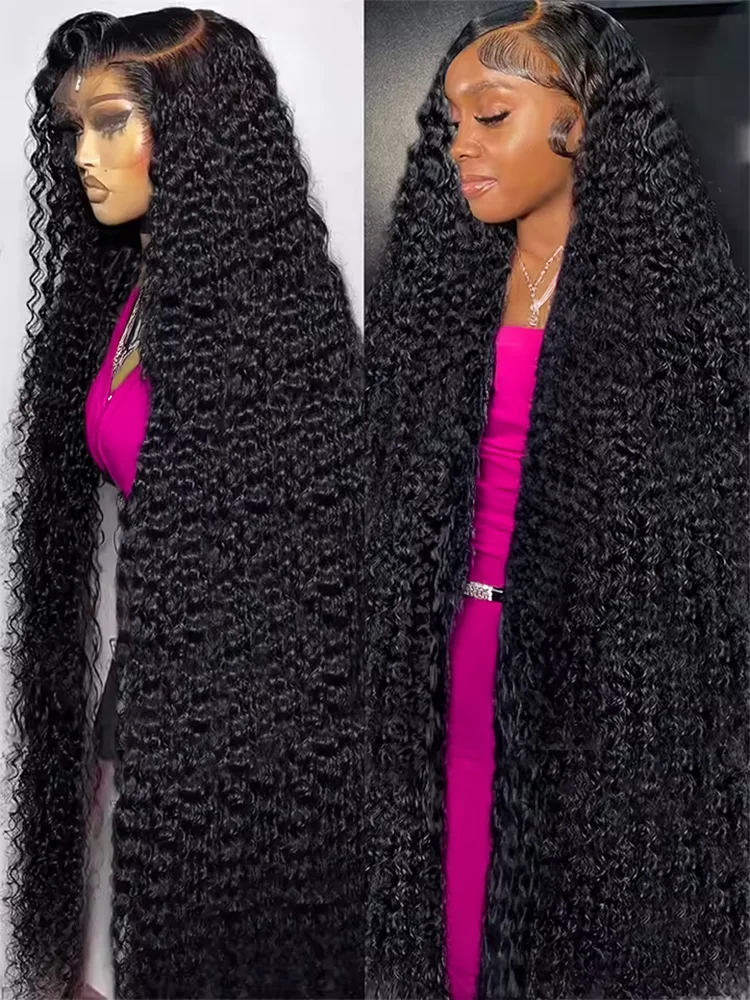 

40 46-дюймовые вьющиеся парики с волнистыми волосами, прозрачный парик из натуральных волос на кружеве, 300% глубокая волна, HD 13x4 13x6, кружевные фронтальные парики для женщин