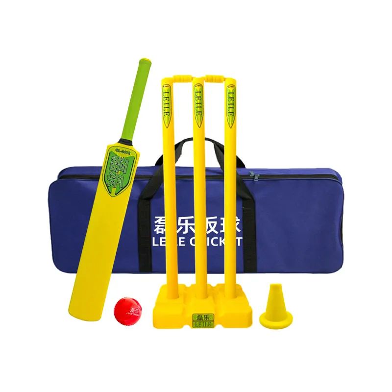 Cricket kit plastic equipment Bat*1 ball*1 Stump*1 Tee*1 Bag*1Yellow youth cricket kit for children