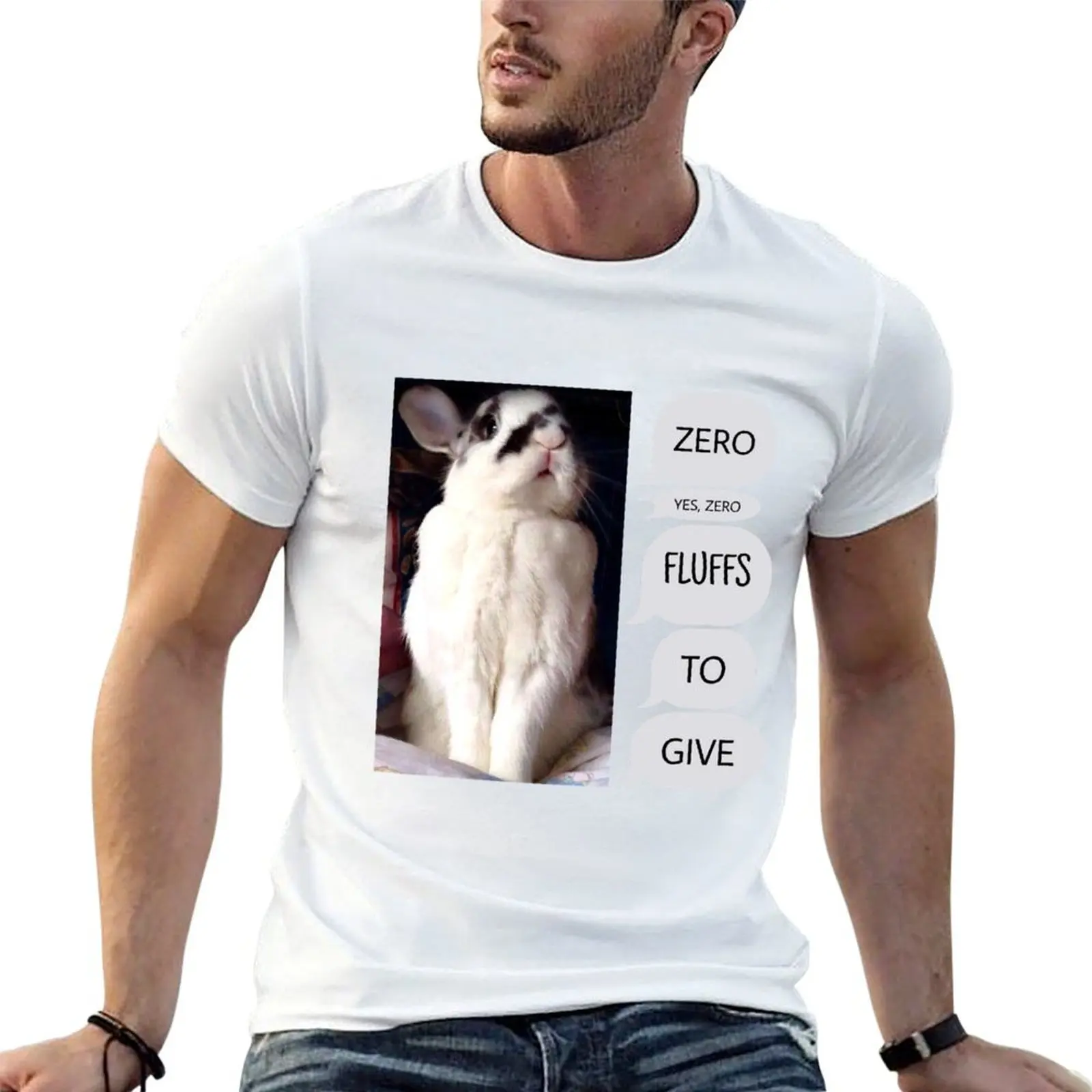 Bunny Rabbit Has Zero Fluffs To Give! T-Shirt Large Size Loose Casual Tee