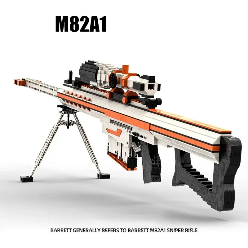 MOC CSGO Barrett II Simov Weapon Can Launch Toy Building Block Gun Puzzle Assembly Boy Birthday Gifts