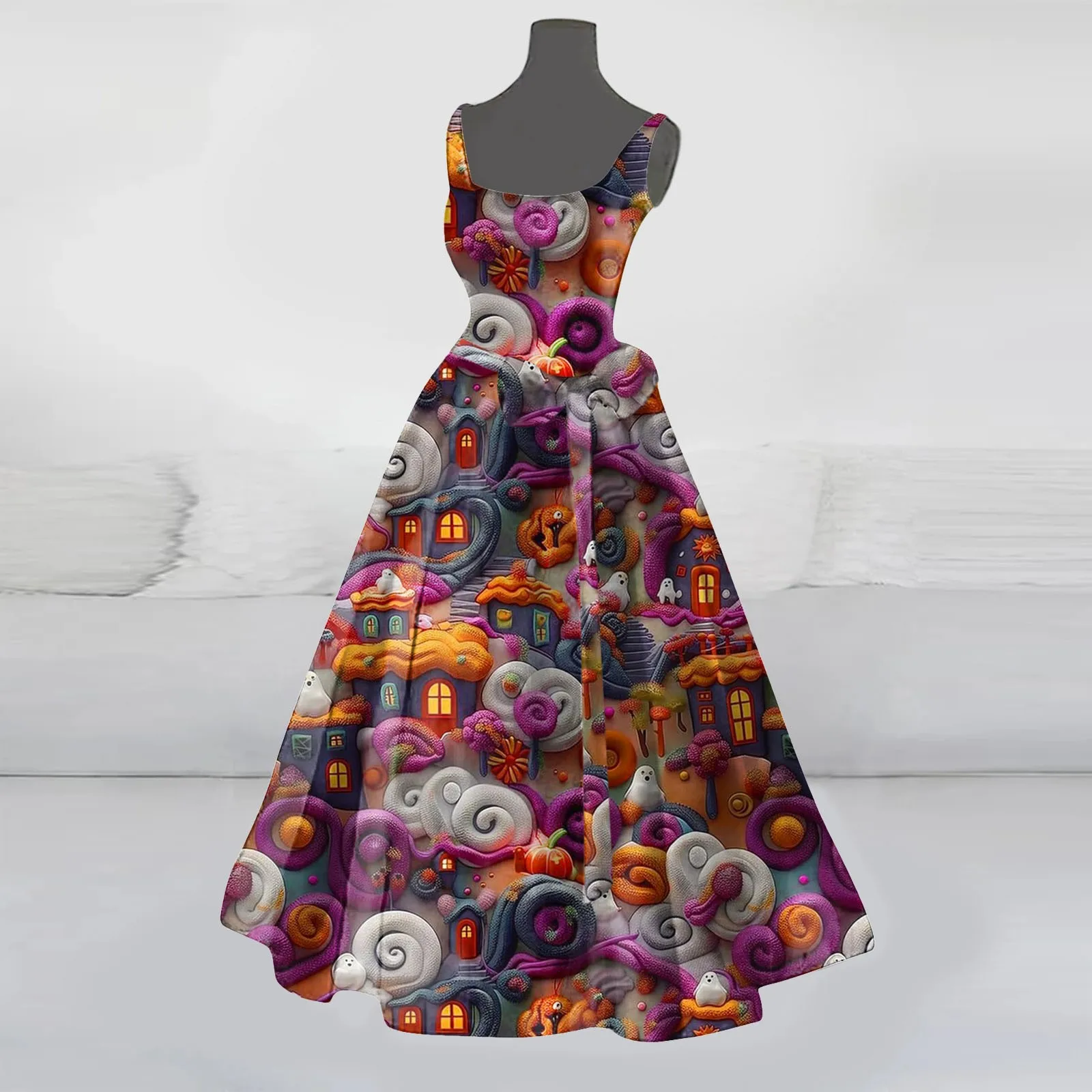 Halloween-Kostüme für Damen, ausgestelltes Kleid mit blutigem Aufdruck, lang, formelle Kleider in Übergröße für Damen, Kürbiskleid, elegante Teenager