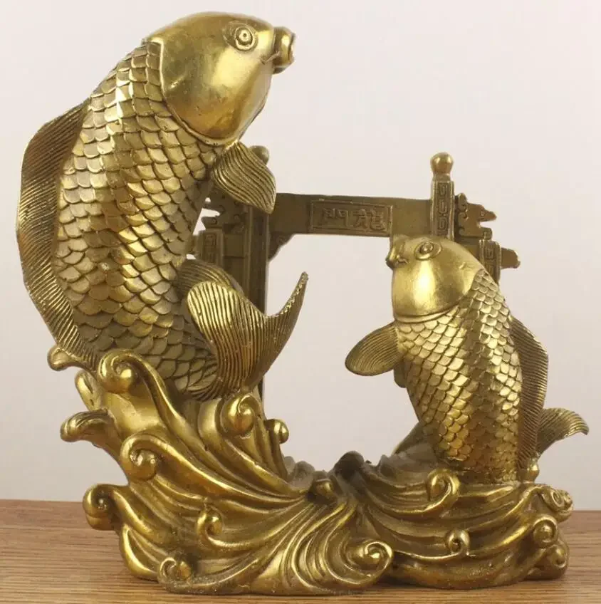 Copper Fish Leaping Dragon Gate Decoration Copper Feng Shui Home Decoration Carp Leaping Dragon Gate Metal Crafts