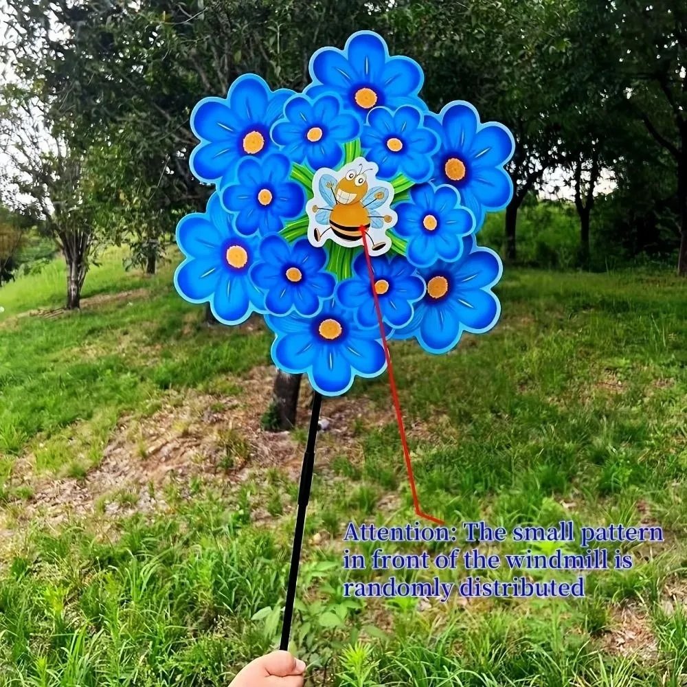 다양한 스타일의 공작새 반짝이 풍차 36/38cm PVC 어린이용 작약꽃 대형 풍차 이중층 피크닉 장식 장난감