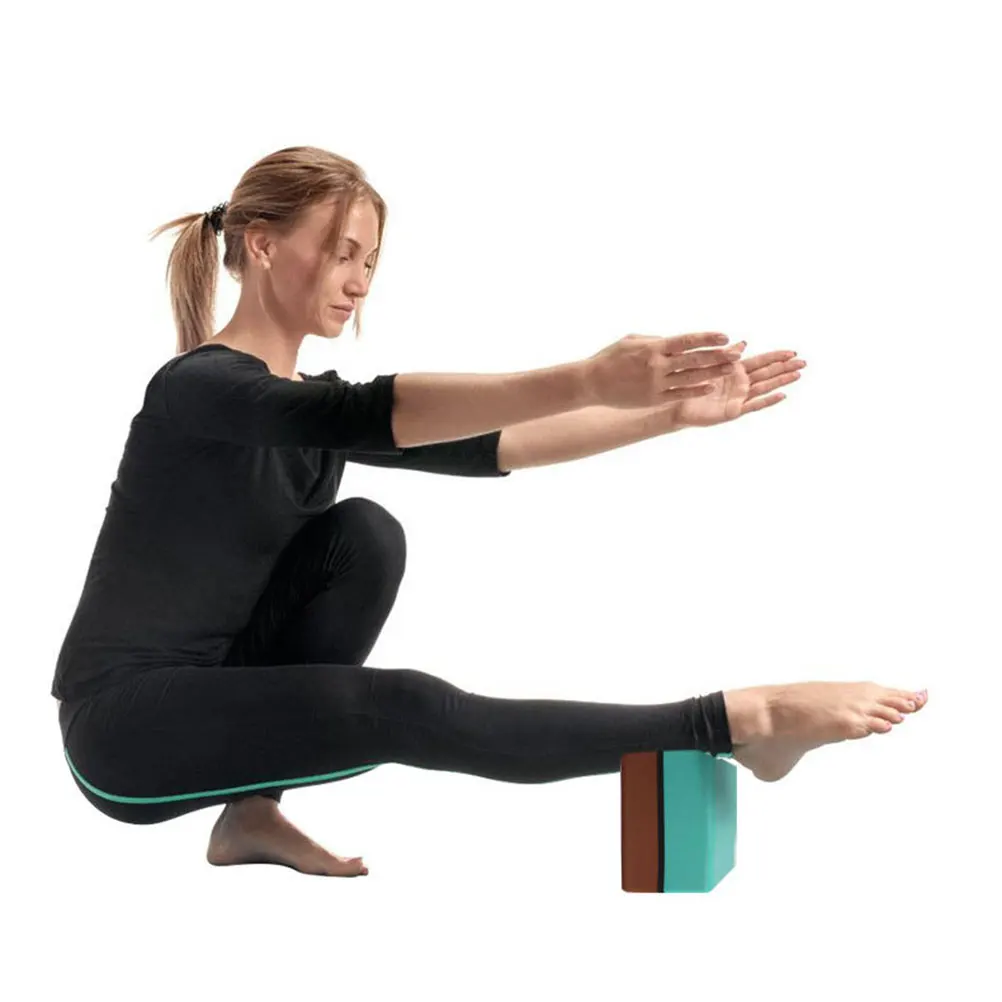 

2pcs Double Colored Yoga Pilates Bricks High Density EVA Block Sports Exercise Fitness Gym Workout Stretching Aid (Blue + Dark B