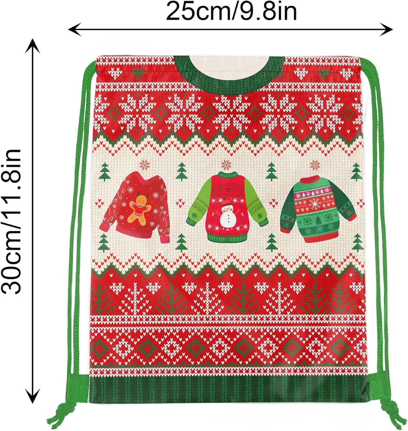 12 Pcs Christmas Sweater-Themed Drawstring Bags, Beach Backpacks, Sports Picnic Storage Bags Outdoor Sports, Fitness, Travel