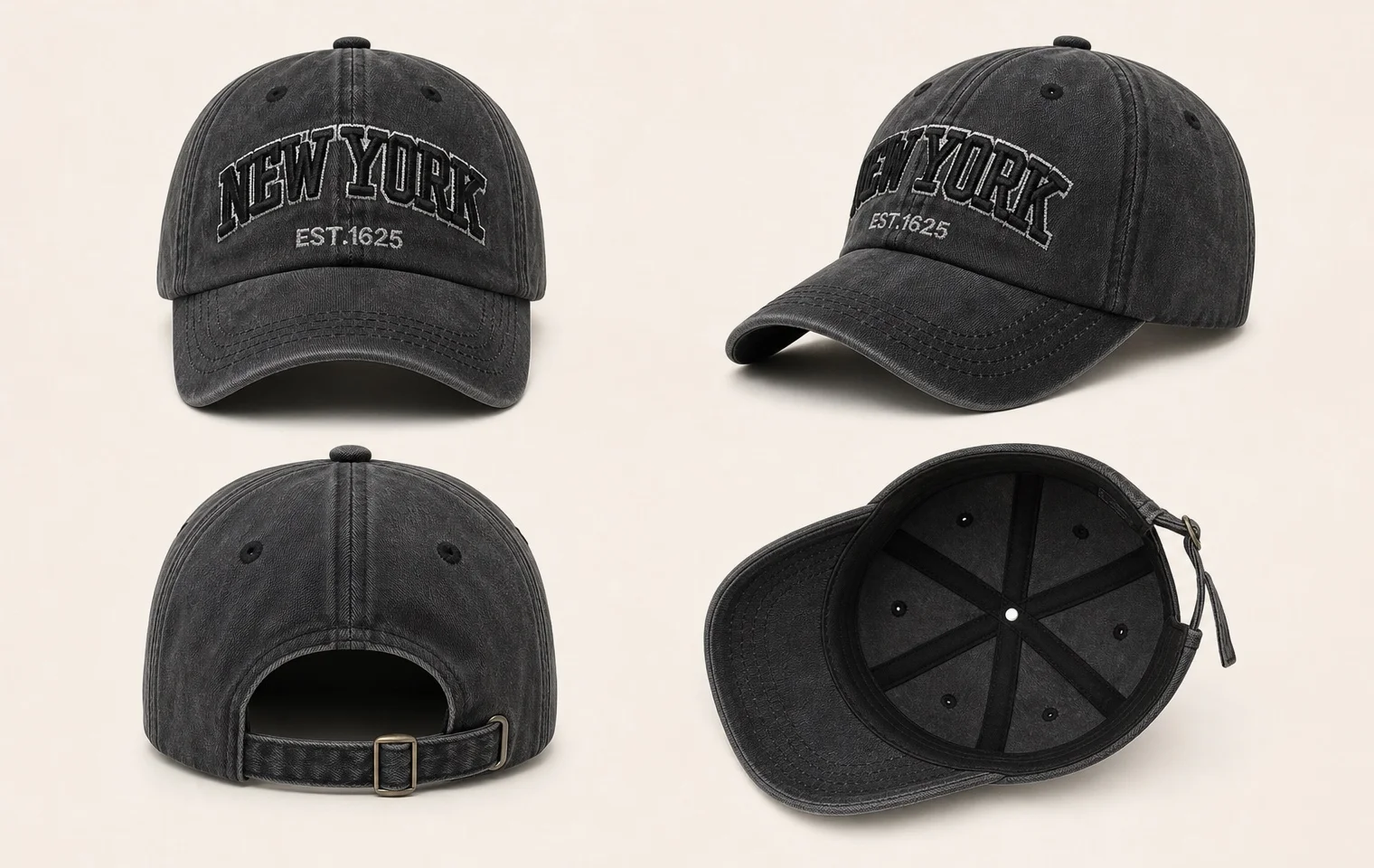 2026 New York Washed Cotton Cap für Herren und Damen – Gorras Snapback Caps Baseball Caps Sonnenschutz Casquette Dad Hat Outdoor Cap – Detail 6