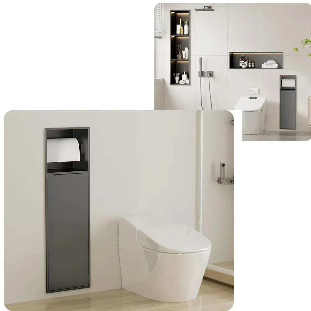 Factory Direct 2026 304 Stainless Steel Niche Toilet Hidden Toilet Brush Niche Embedded Tissue Box Concealed Niche