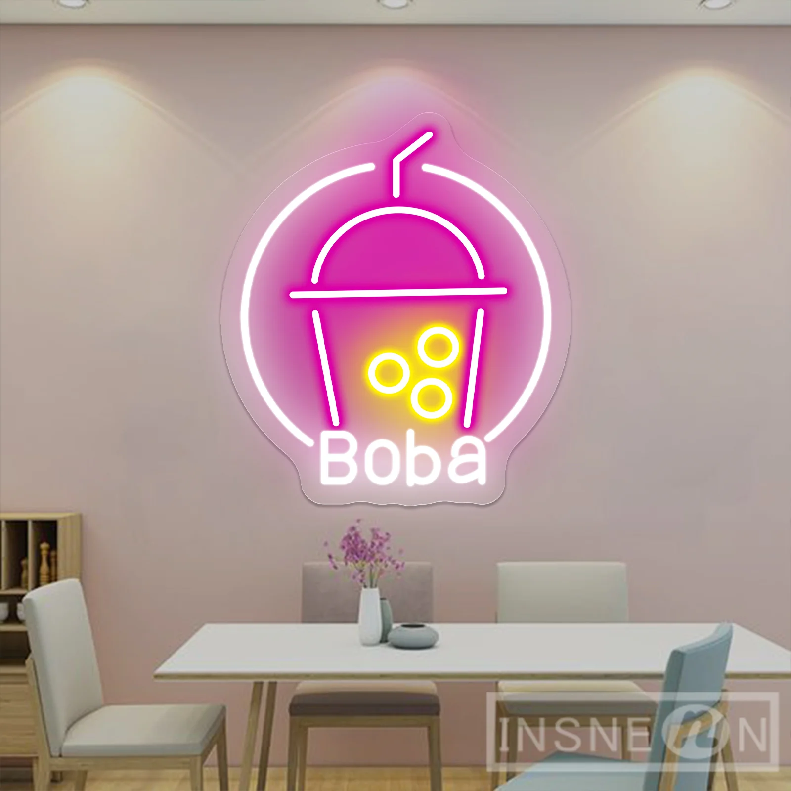 Letrero de neón de té de burbujas, luz Led Boba, decoración de bienvenida para habitación, cafetería, restaurante, arte colgante de pared, letreros de neón