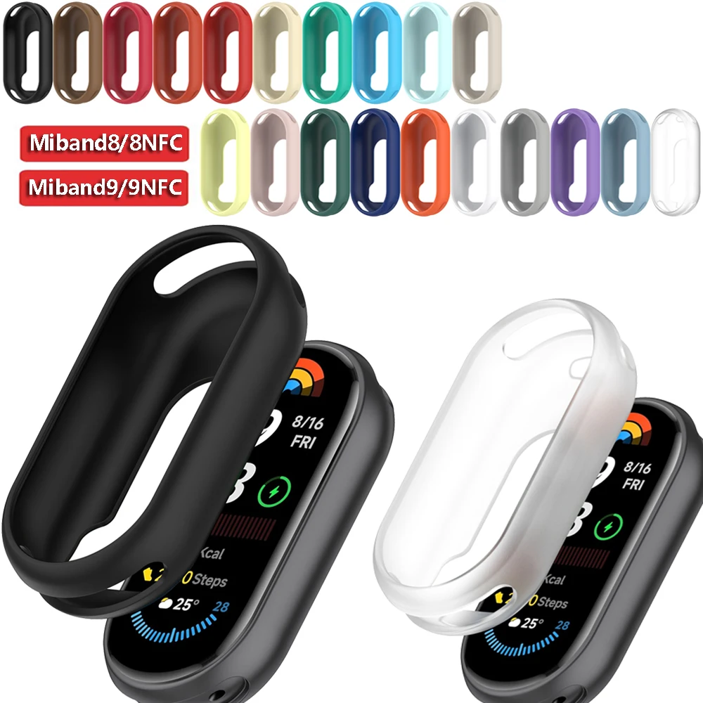 Soft Silicone Case Cover for Xiaomi Miband 9/9NFC/8/8NFC Bracelet Protector Shell Shockproof Protection Frame Accessories