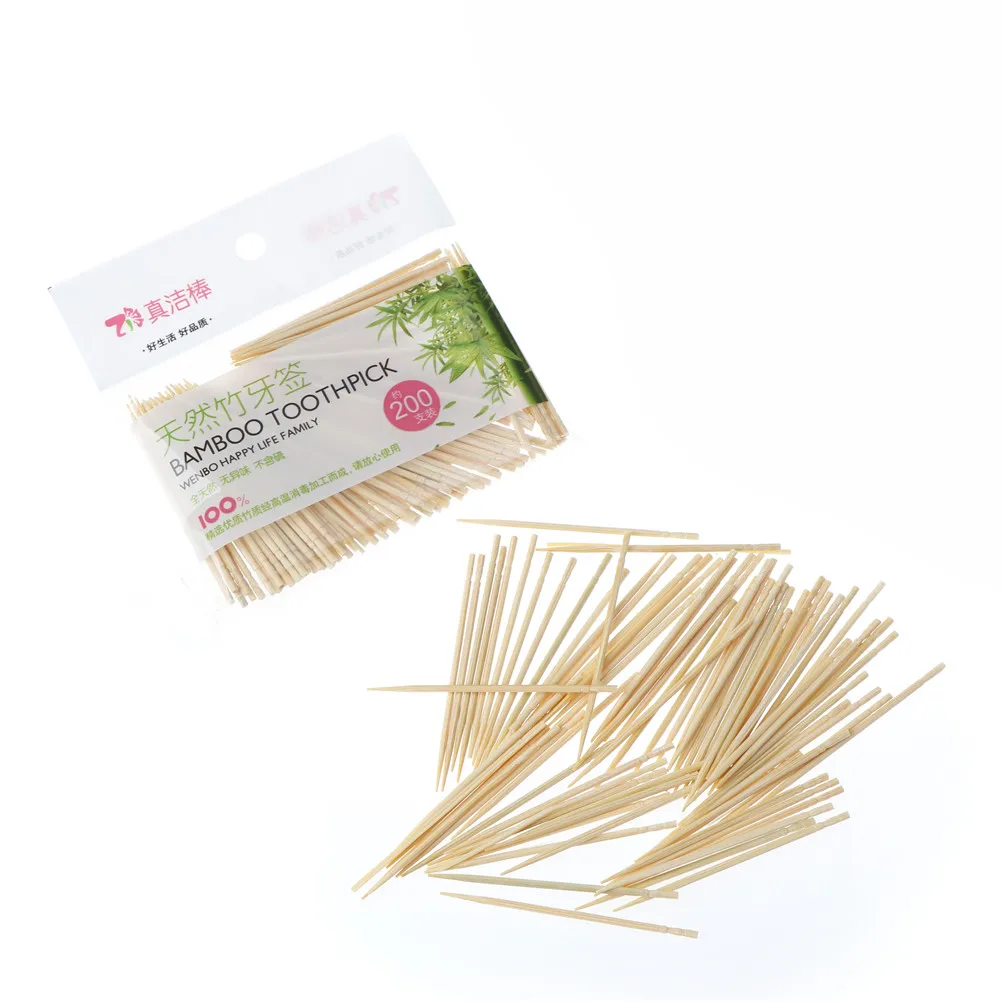 200PCs/ Bag Disposable Wood Tandenstokers Bamboo Toothpick For Home Restaurant Hotel