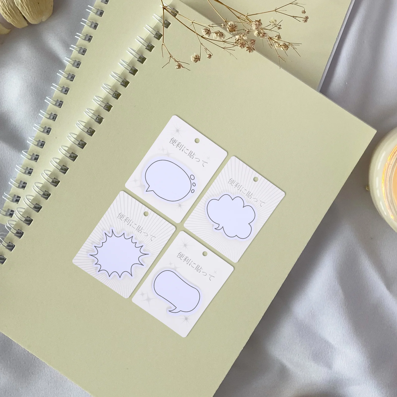 4Sets Creative Box Sticky Tabs Self-Adhesive Memo Pads Home Office School Reminder Sheets Practical Writing Supplies