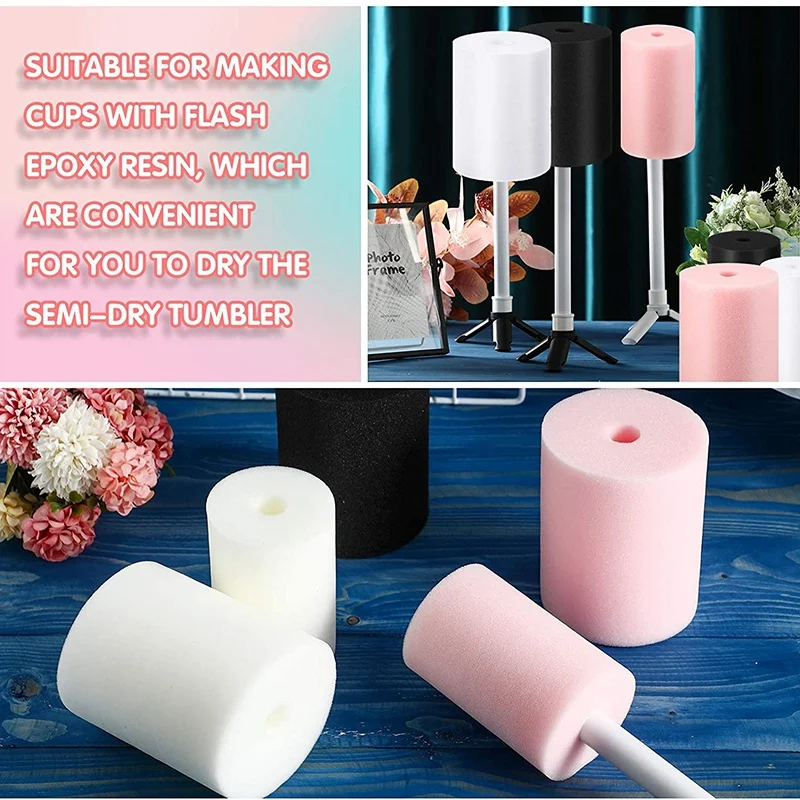 

6 шт. вставки для стаканов из пеноматериала для стаканов из ПВХ диаметром 3/4 дюйма, стаканы от 10 до 40 унций, изготовление стаканов (черный/белый/розовый)-A51M