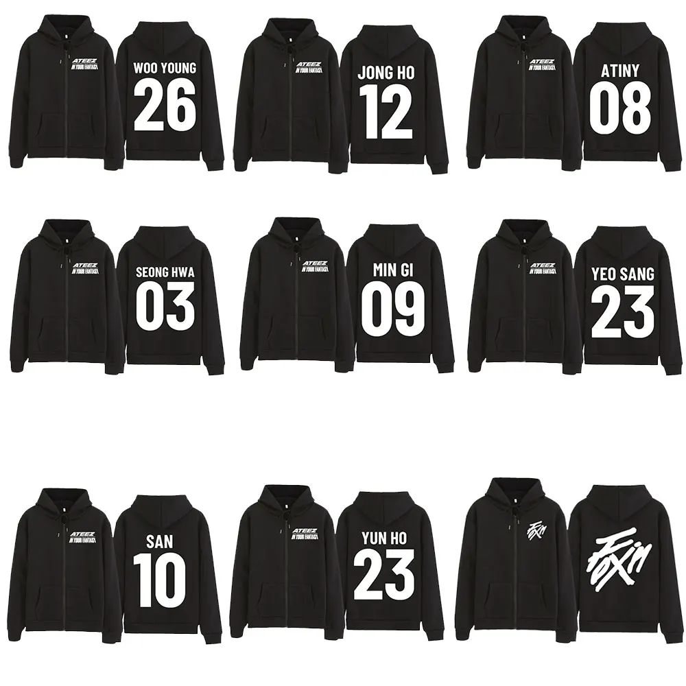 

Ateez 2025 World Tour in Your Fantasy Толстовка на молнии Hongjoong Seonghwa Yunho Yeosang San Mingi Wooyoung Jongho Толстовка на молнии