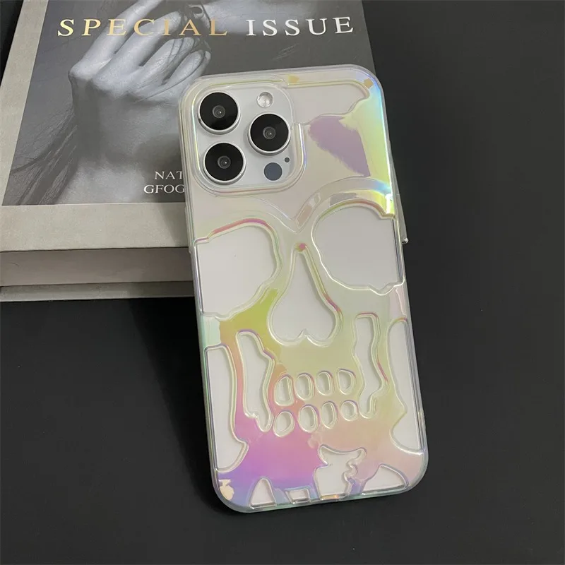 Coole Hohlraum-Wärmeableitungs-Handyhülle mit Totenkopf-Ghostface-Plattierung für iPhone 18 17 16 Pro Max 15 14 13, modische, schlanke Hülle – Detail 17