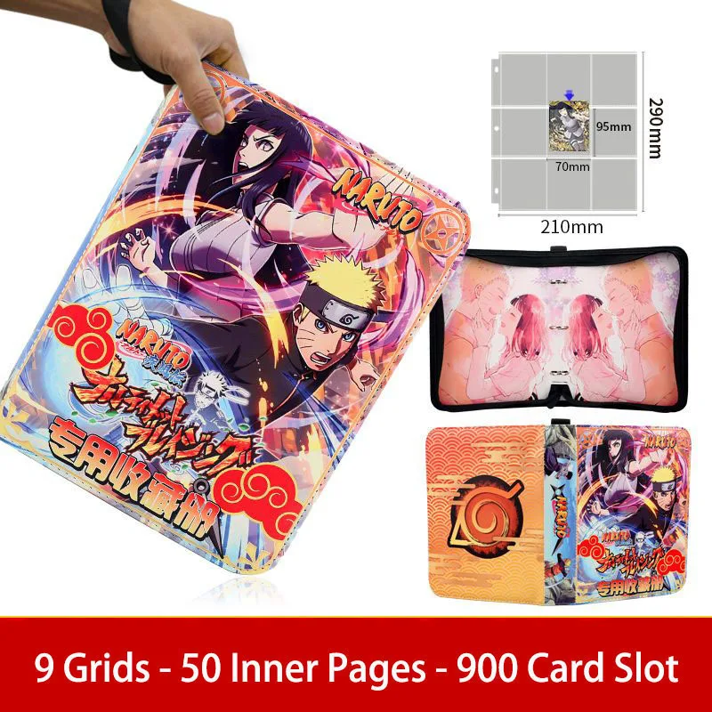 NARUTO Card Binder 9 Pocket Trading Card Holder Anime Cards Album Collector with 50 inner Pages Zipper Holder Up to 900 Cards