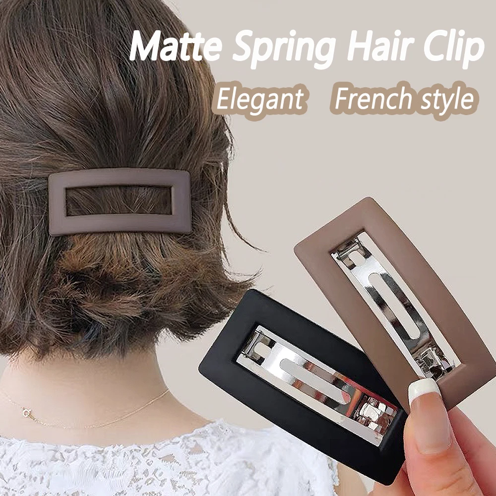 Simple Geometric Matte Hair Clips Frosted Spring Bobby Pin Barrettes Women Girls Elegant Hairgrips For Ponytail Holder