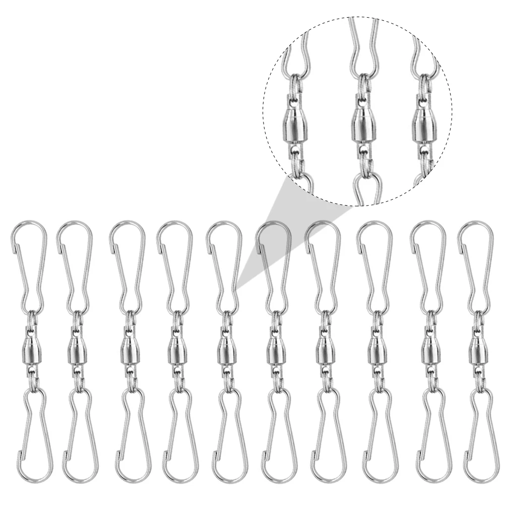 

10pcs Rotatable Windsock Clips Dual Swivel Hooks 360° Hanging Hanger For Wind Chimes Bird Feeders Durable Stainless Steel Hook