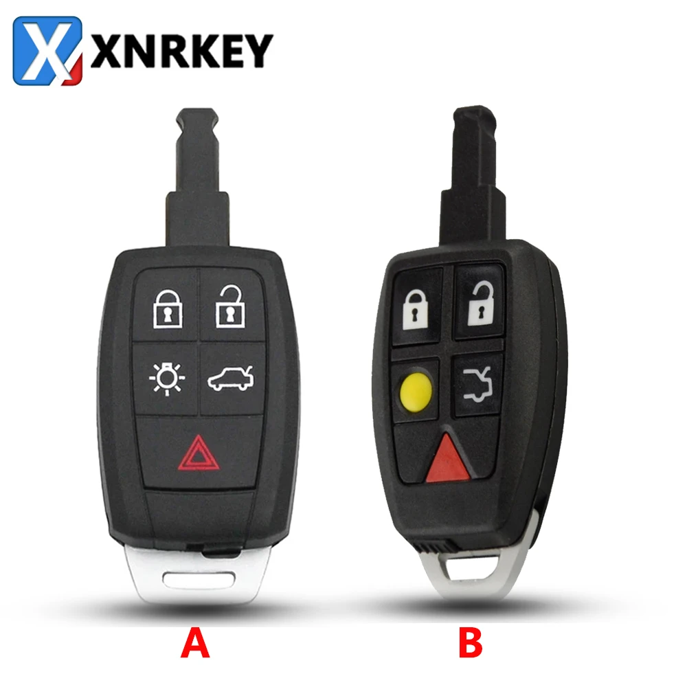 

XNRKEY Replacement New Style Car Remote Key Shell 5 Buttons Key Cover Fob For Volvo C30 C70 XC90 V70 S60 V40 V50 Insert Blade