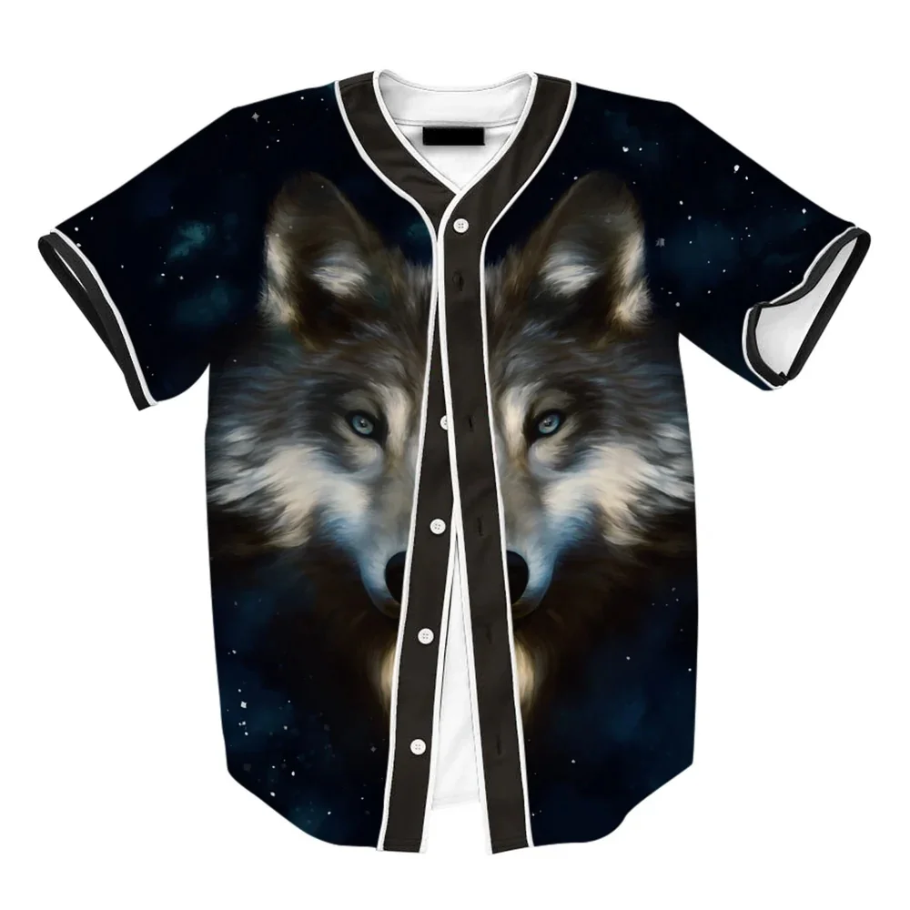 

Fashionable Animal 3d Printed Baseball Short Sleeved Street Style Casual Holiday Single Breasted Short Sleeved Shirt MB27