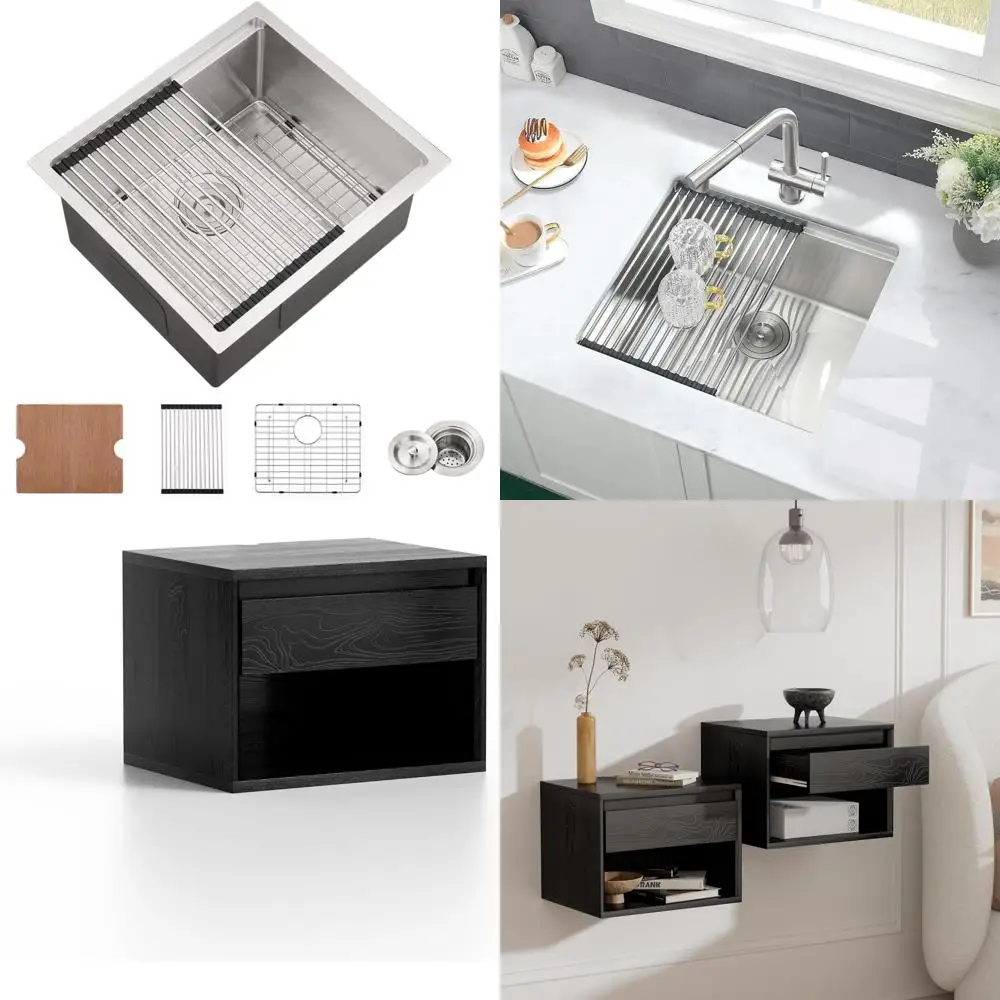 

Кухонная мойка Undermount, 21x17 дюймов, одна чаша из нержавеющей стали для бара и рабочей станции для приготовления, калибр 16, большая емкость