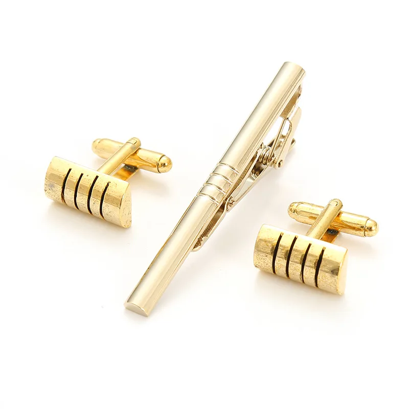 High-end-Gold Farbe Manschettenknopf Krawatte Clip Set Manschettenknopf Hemd Kragen Clip herren Business Luxulry Schmuck Hochzeit Zubehör – Detail 1
