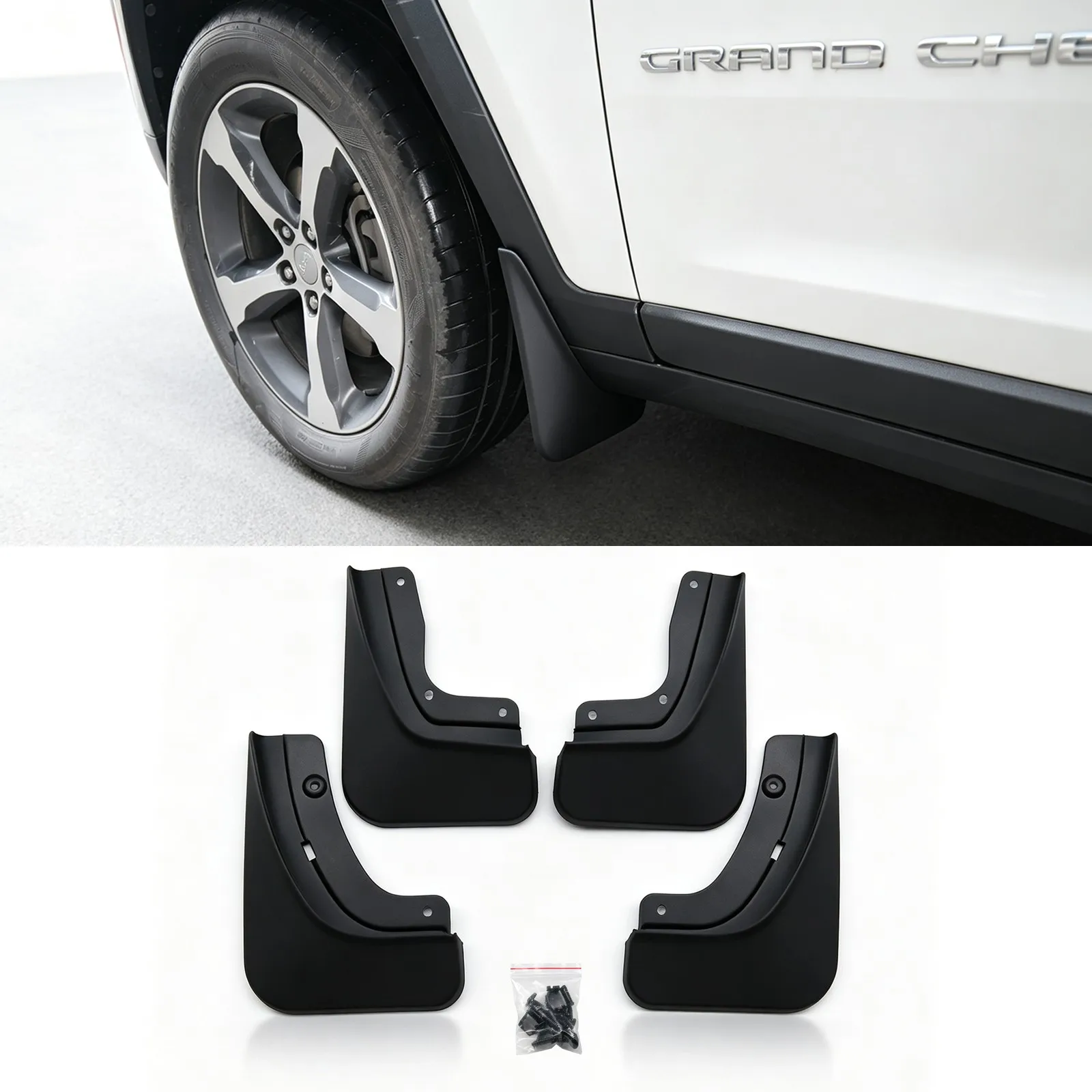 JHO No Drill Mud Flaps for 2022-2027 Jeep Grand Cherokee 2-Row 5 seats SUV,Heavy Duty All Weather Splash Guard 4XE Accessories