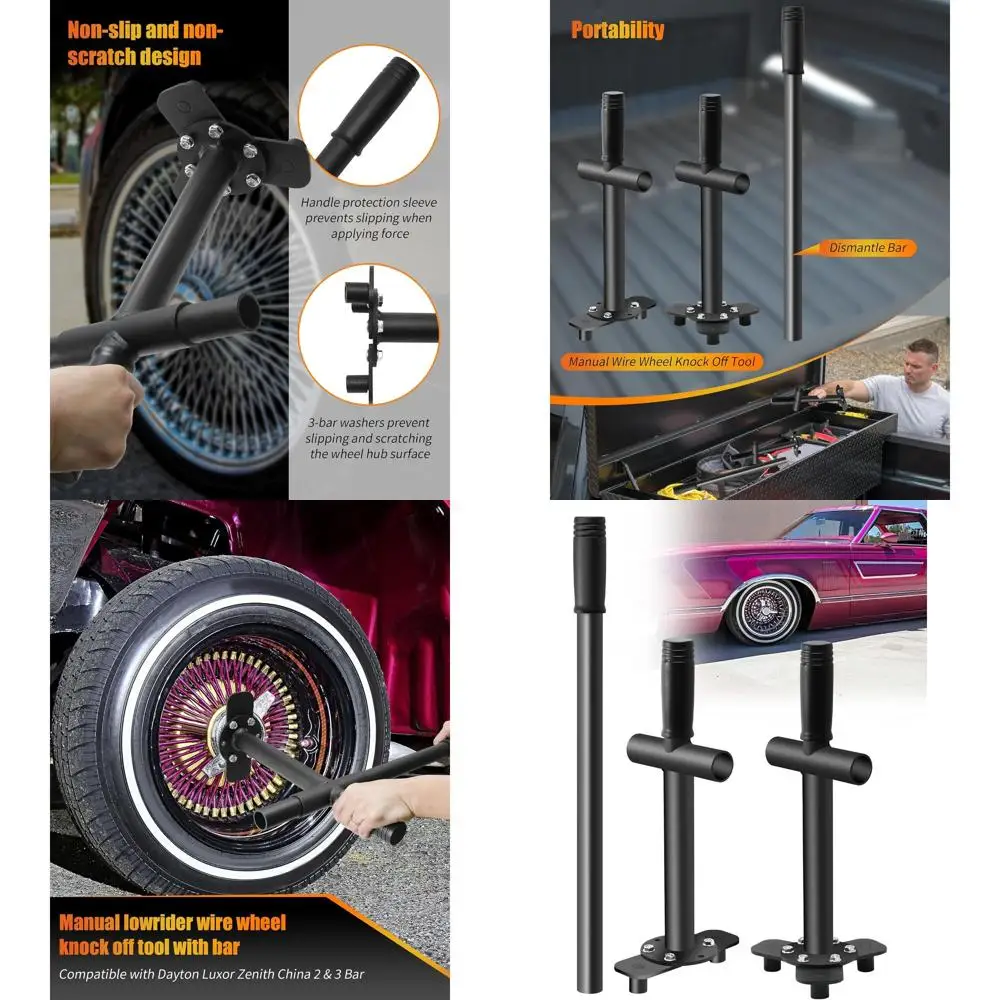 

Manual Wire Wheel Knock Off Tool with Bar, Wire Wheels Removal and Installation Tools, Fit for Dayton Luxor Zenith China 2 Bar &