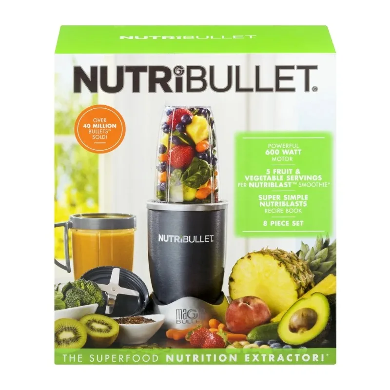 خلاط NutriBullet Silver Magic Bullet Superfood Nutrition Extractor، 8 قطع