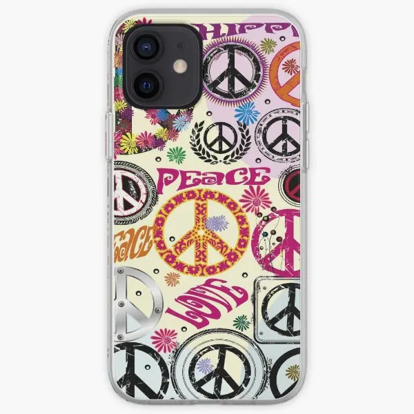 Flower Power Peace And Love Hippie Iphon  Phone Case Customizable for iPhone X XS XR Max 11 12 13 14 Pro Max Mini 6 6S 7 8 Plus