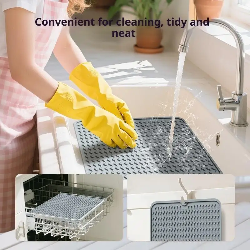 40 X 30cm Silicone Dish Drying Mat, - Large Dish Drying Mat,