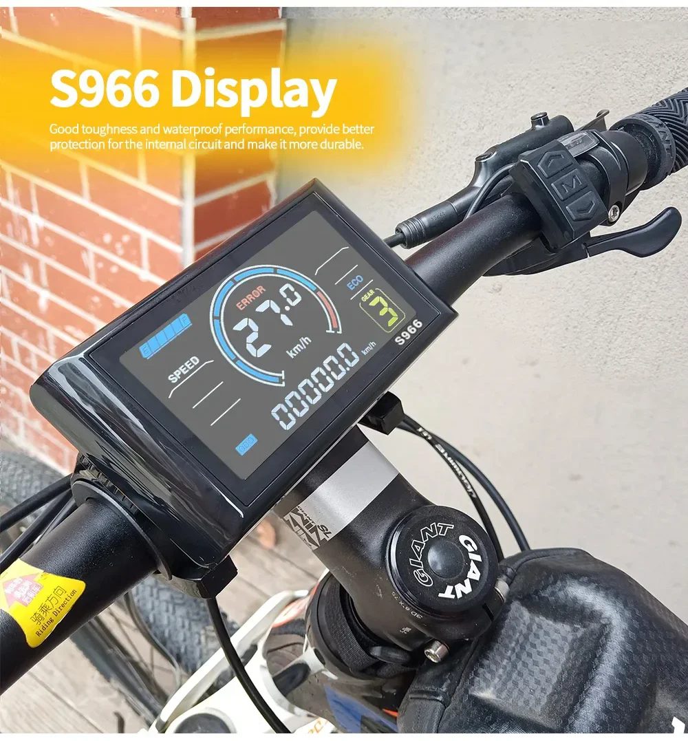 

24V-48V S966 NFC Electric Scooter Color Display Instrument SM Connector for E- Bikes No. 2 Protocol Display Waterproof Plug