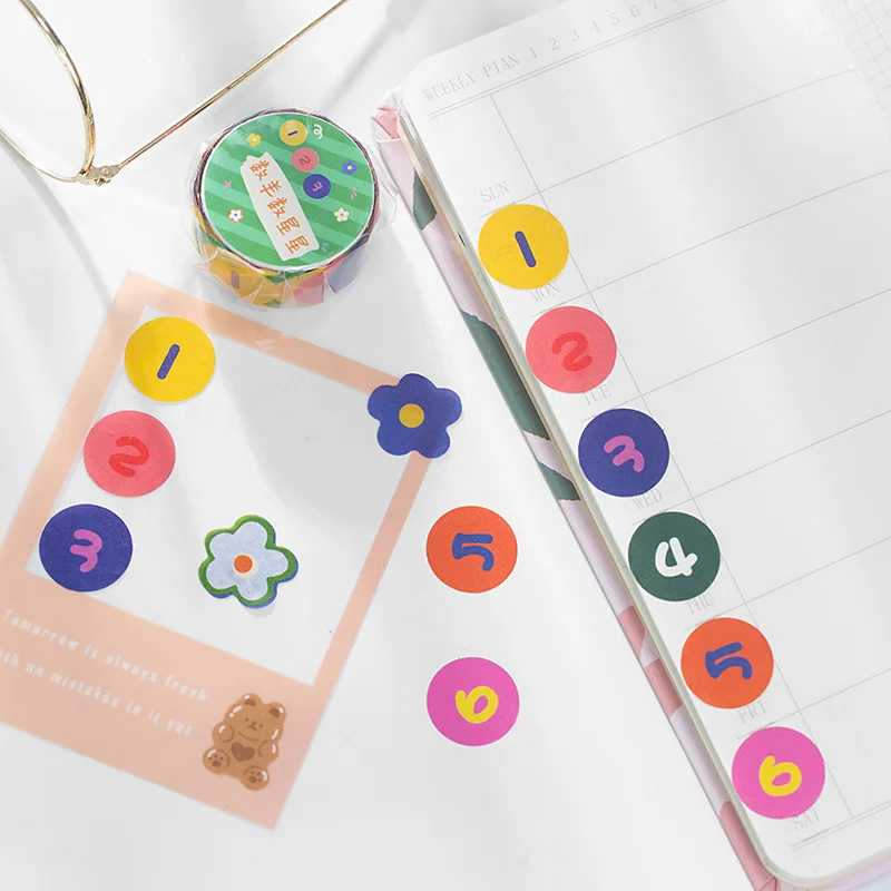 Card Lover 100 Pcs/Roll Cartoon Washi Paper Stickers Masking Tape Journal DIY Scrapbooking Design Material Cute Stationery