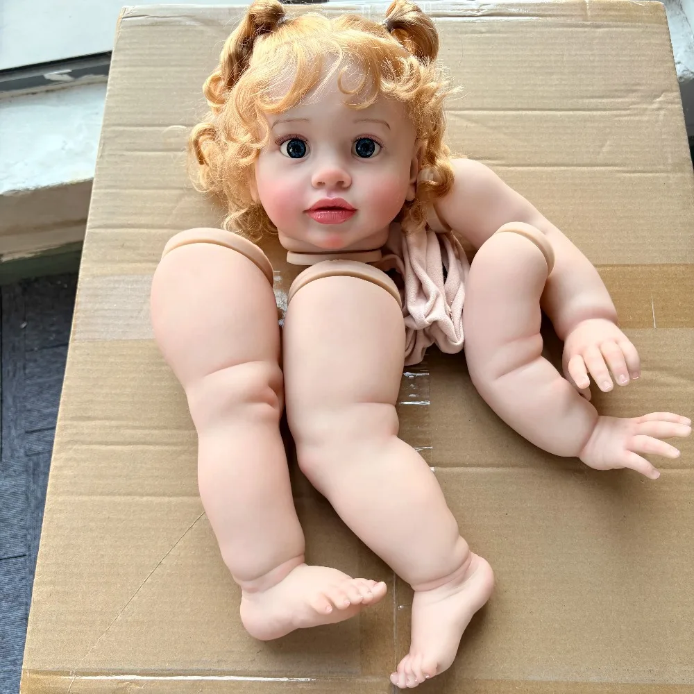 

26Inch Huge Size Reborn Toddler Doll Kit Pippa with Blond Hair Unfinished Doll Parts with Cloth body and Eyes DIY Reborn Kits