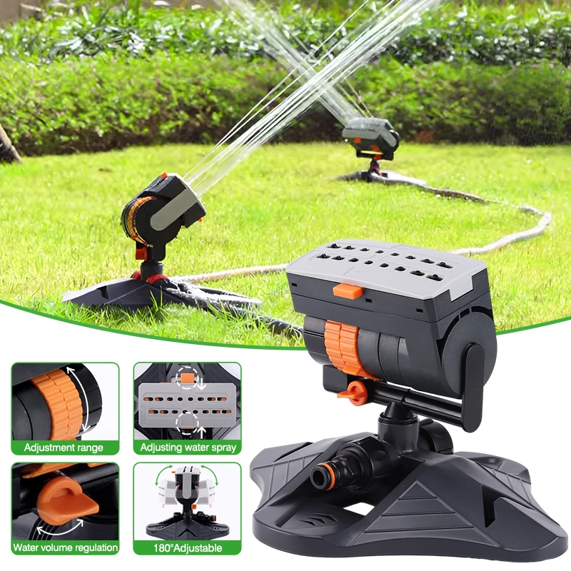 Automatic 180° Rotation Lawn Sprinkler Adjustable Large Area Garden Sprinkler System Swing Sprayer - Outdoor Watering Irrigation