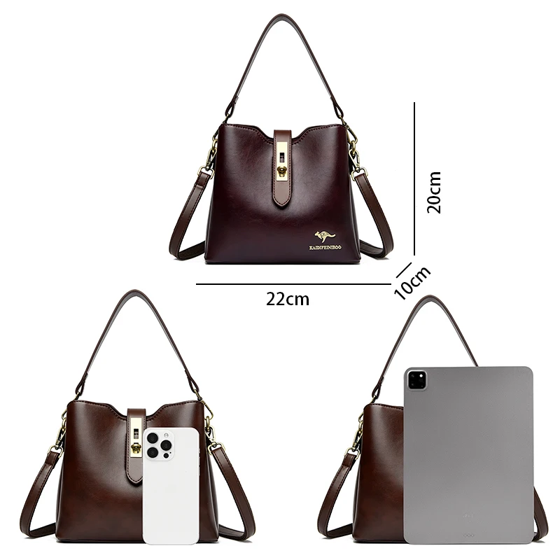 3-слойные кошельки и сумки большой вместимости через плечо для женщин, дизайнерская кожаная модная новая сумка через плечо высокого качества