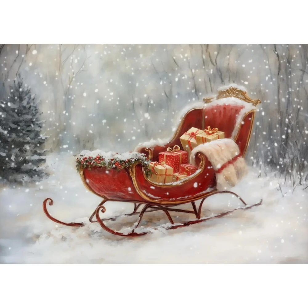Vintage Christmas Winter Paper Jigsaw Puzzle,Red Truck Sleigh Steam Train Snow Barn Scenery,500-2000P Adult Holiday Decor Gift