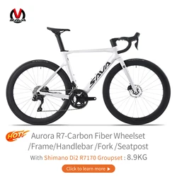 SAVA Aurora R7 Full Carbon Fiber E-Shift Road Bike 08 Windbreaker Frame Road Bike Race Racing with SHIMAN0 105 7170 Di2 24Speed