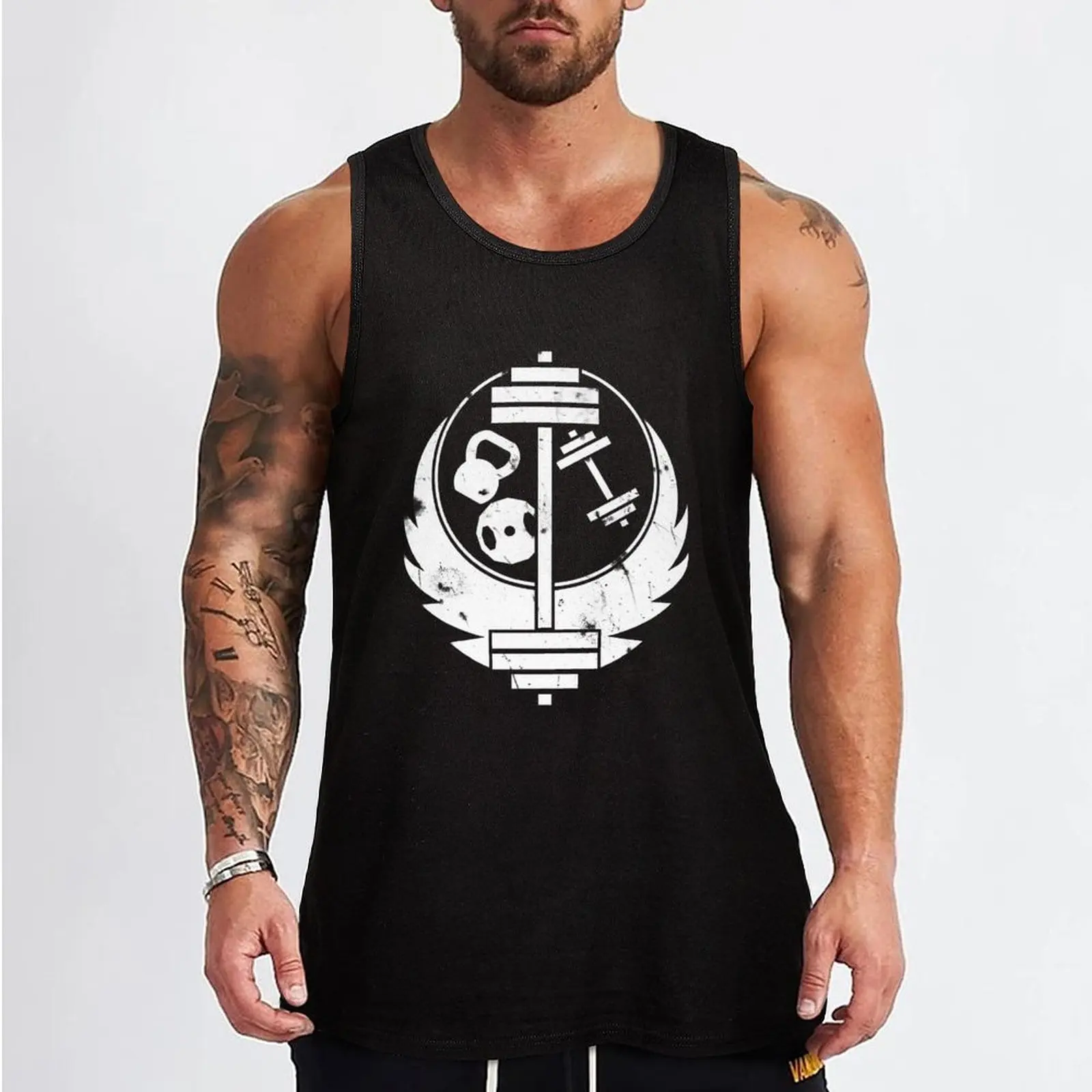 Brotherhood of steel(gym edition, white and aged) Tank Top gym top mens designer clothes gym for men