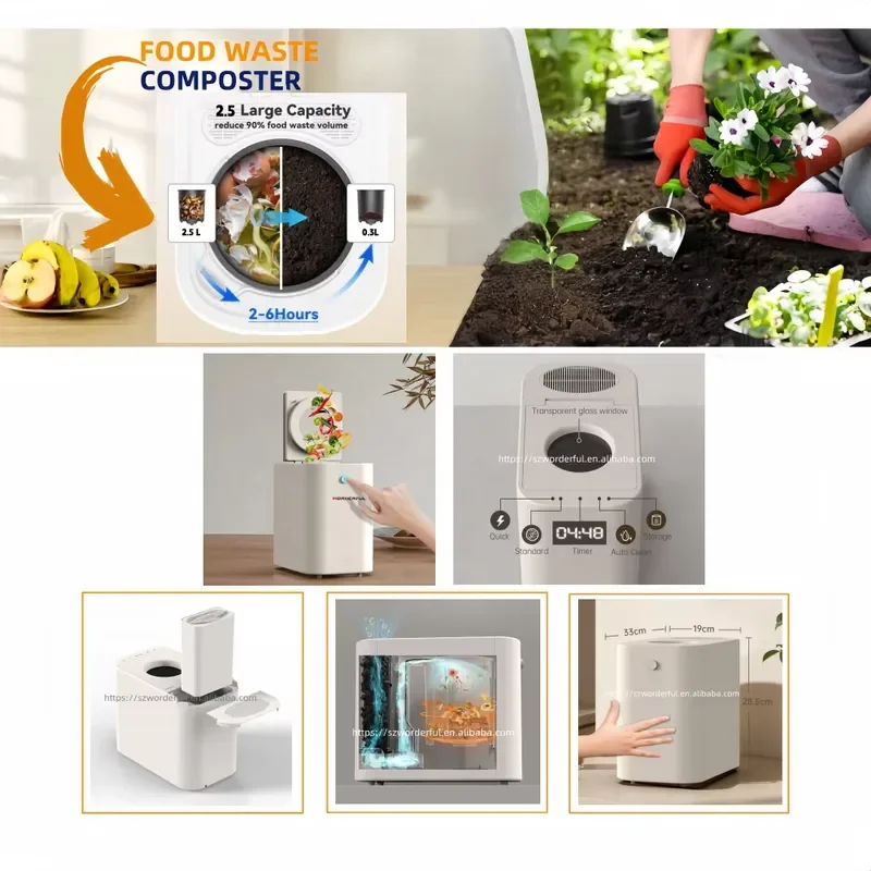 Automatic Mini Compost Machine Electric Kitchen Food Waste Disposer Organic Fertilizer Maker Household Garbage Bin Compact