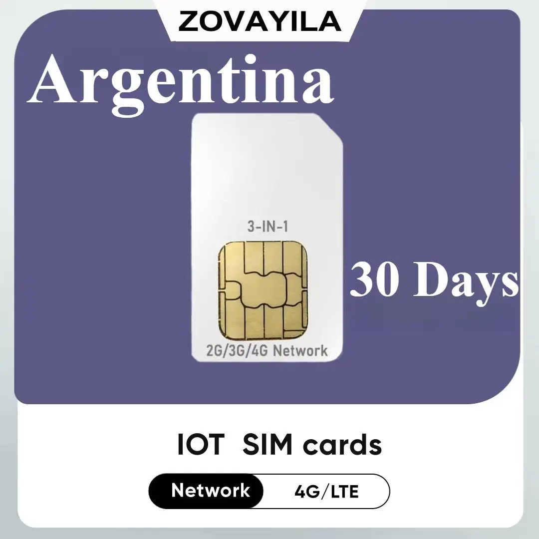 Argentina Prepaid M2M 4G SIM Card for GPS Tracking Devices - No Contract 30MB Data Non-Renewable Plan - Tracking Only