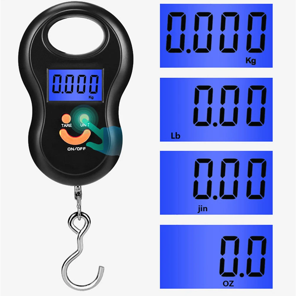 Electronic 50Kg 10g Hanging Scale LCD Kitchen Digital Scale BackLight Fishing Weights Pocket Scale Travel Luggage Scales Newest