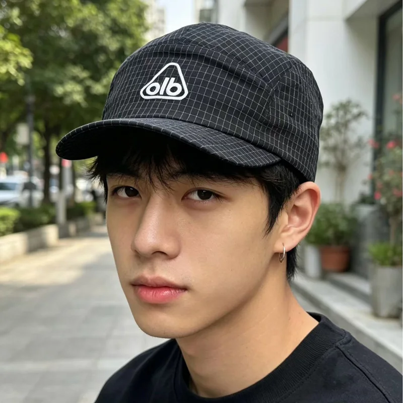 Spring and summer letter check baseball cap, Korean style, fashionable, retro, casual outdoor sun visor cap