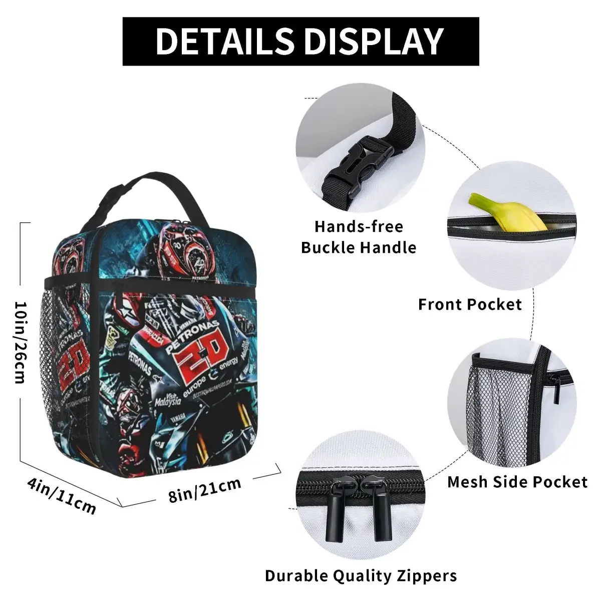Fabio Quartararo French Motorcycle Racer Insulated Lunch Bag for Kids School Cooler Thermal Food Box Tote Leakproof Lunch Boxes