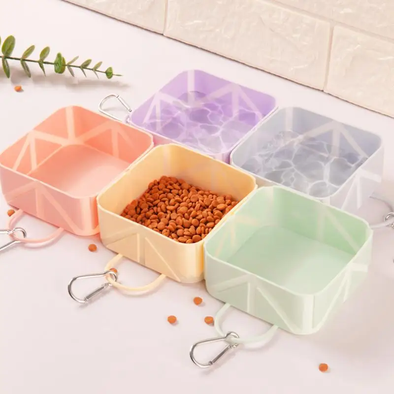 Silicone Collapsible Pet Travel Bowl Portable Outdoor Food And Water Bowl With Carabiner Lightweight Foldable For Dog And Cat