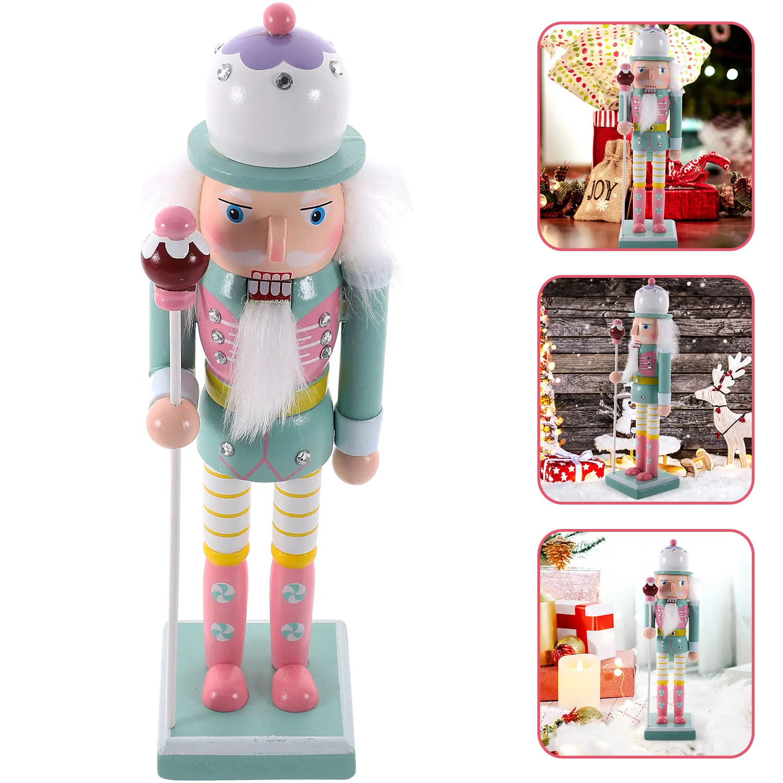 

Sturdy Wooden Nutcracker Soldier Decor Christmas Ornament Vibrant Painted Design for Home Car Desk Festival Party Decoration